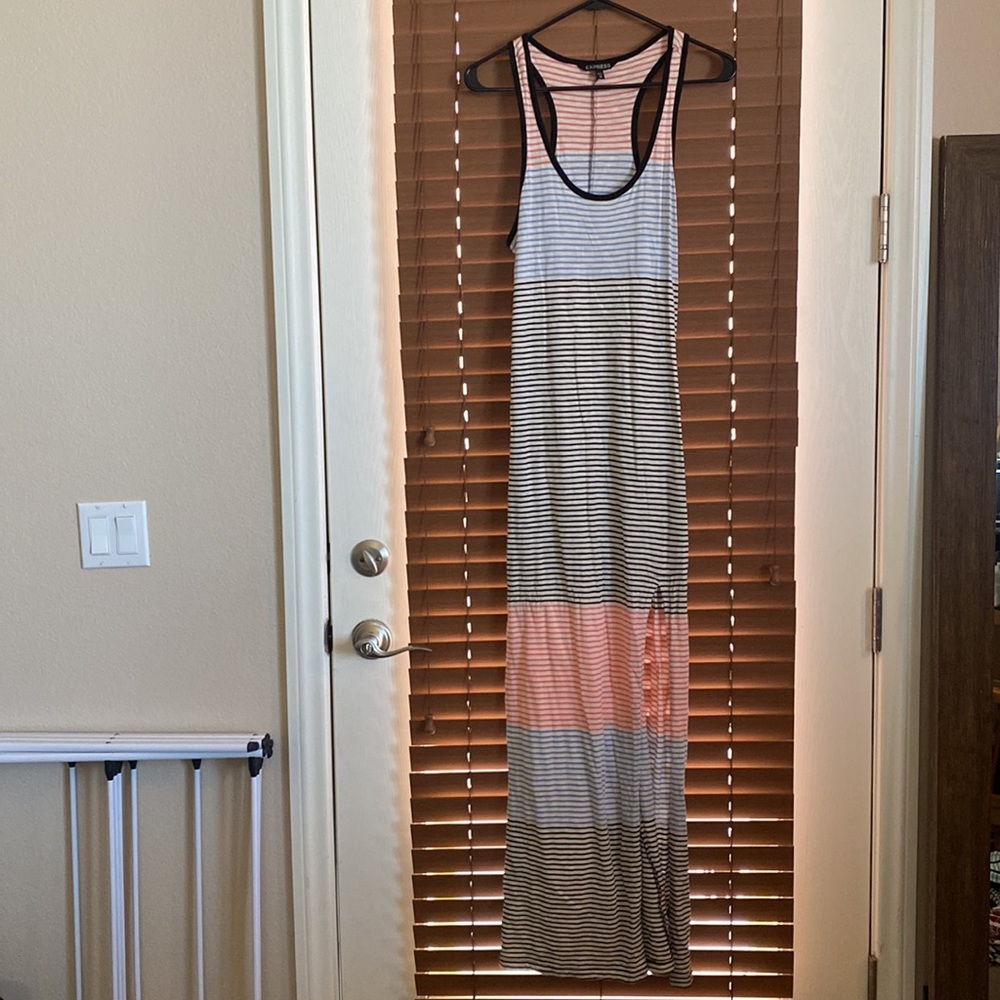 Colorblock side slit maxi dress